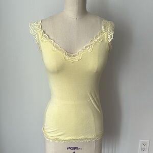 H&M Yellow Tank Top w Lace Shoulder Detail